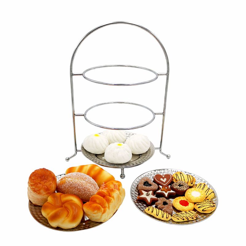 Msjo Three Layer Wrought Iron Cake Display Stands Stainless Steel Birthday Dessert Table Wedding Afternoon Tea Display Stands