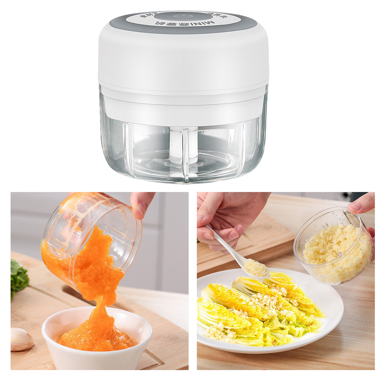 Electric Mini Garlic Chopper Slicer, Portable Food Chopper Processor, Cordless