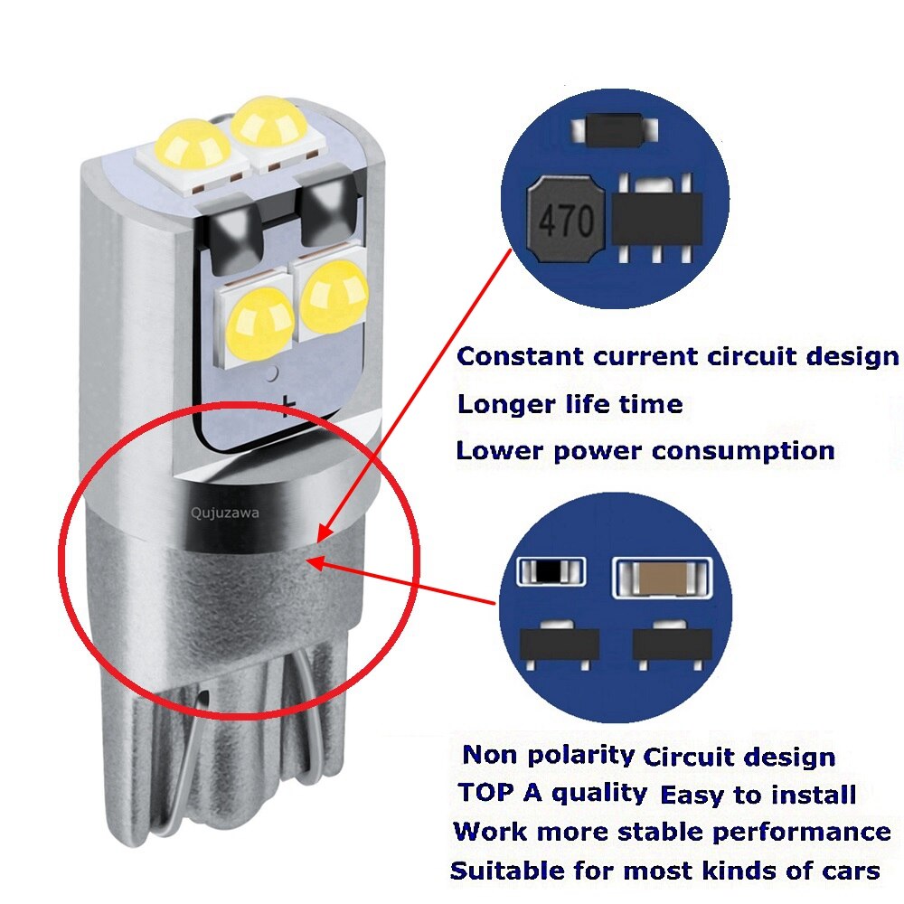 2 uds T10 W5W súper brillante Cree Chip LED cuña aparcamiento bombillas coche lámparas de lectura de cúpula WY5W 168 501 2825 Auto girar luces laterales