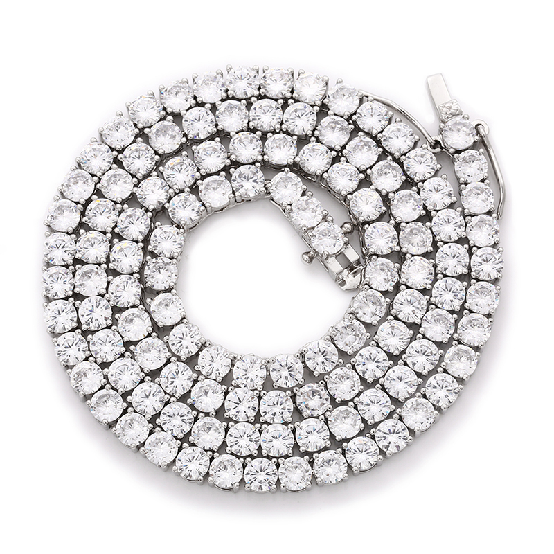 Collier en cuivre glacé de 4mm 5mm 6mm de largeur, chaîne de Tennis en Zircon cubique, couleur Rose or argent, , directe