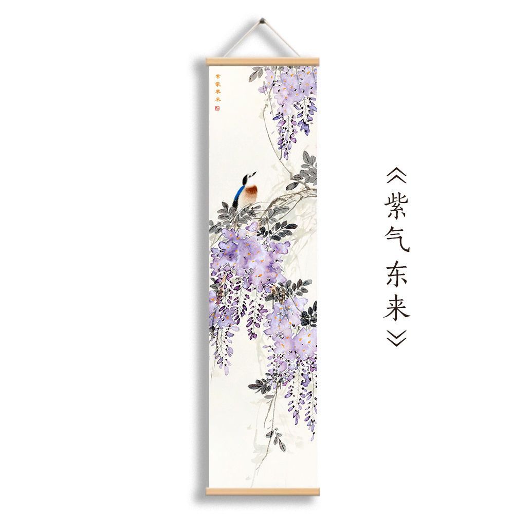 Chinese Bird & Flower Tapestry Wall Hanging, Vertical Scroll Ink Art for Boutique Hostel Tea Room Background House Decor: 172x205cm / Breen