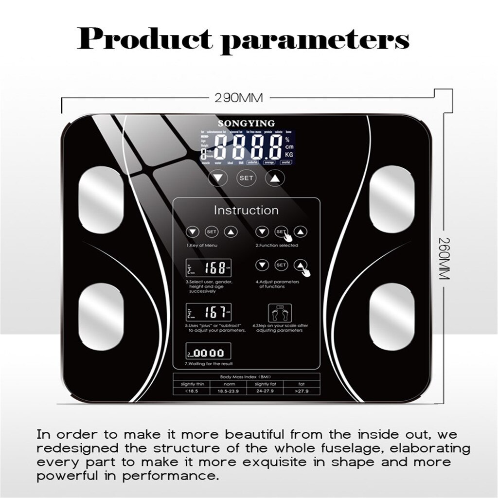 LED Display Weighing Scale Body Electronic Dry Battery Scale Health Weighing Electronic Scale Balance Body Composition Analyzer