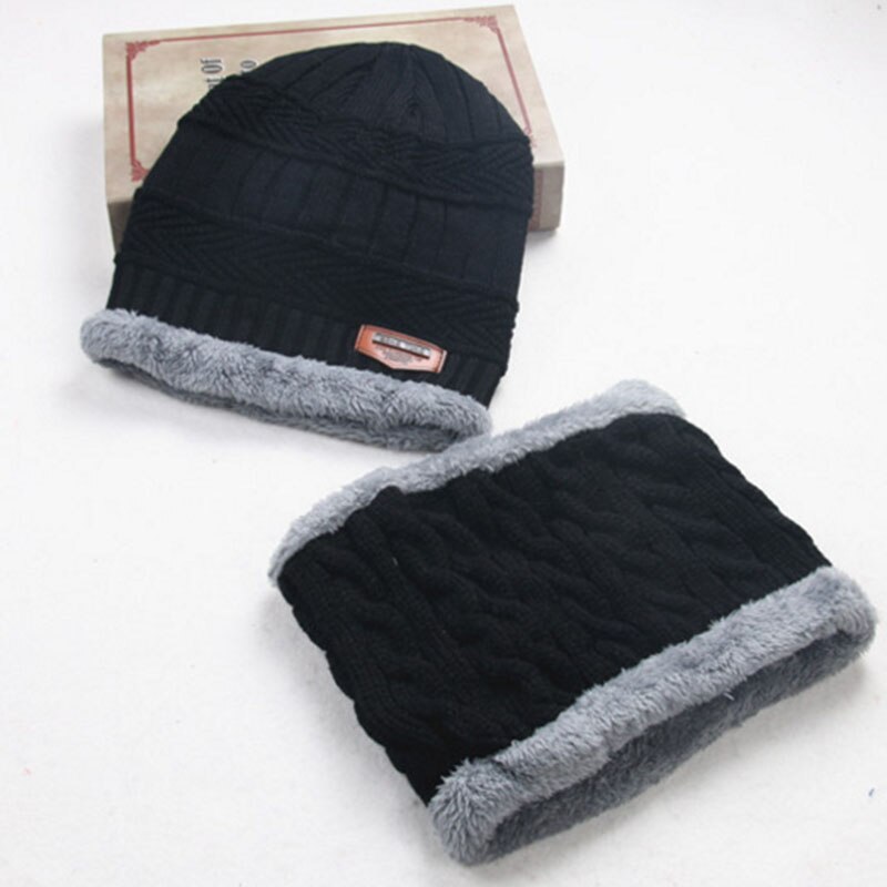 Adulti di sesso maschile Inverno gioventù berretto di lana di colore Solido A due pezzi sciarpa cappello Outdoor caldo sfera di Modo di protezione per le orecchie MZ22