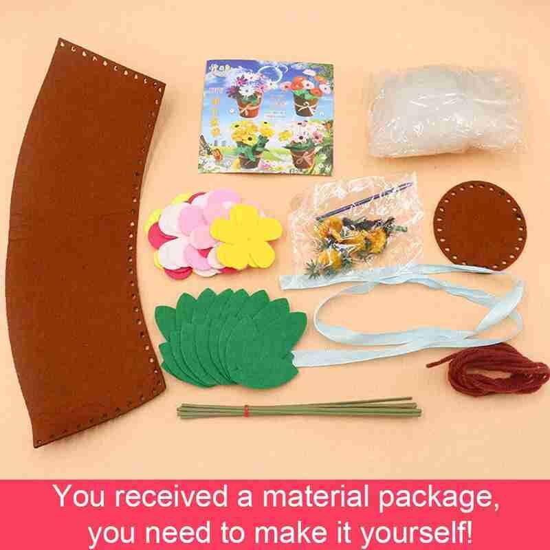 Handmade DIY Potted Bouquet Material Package Crafts Kids Simulation Sewing Potted Kindergarten Children's Toys Mother's Day