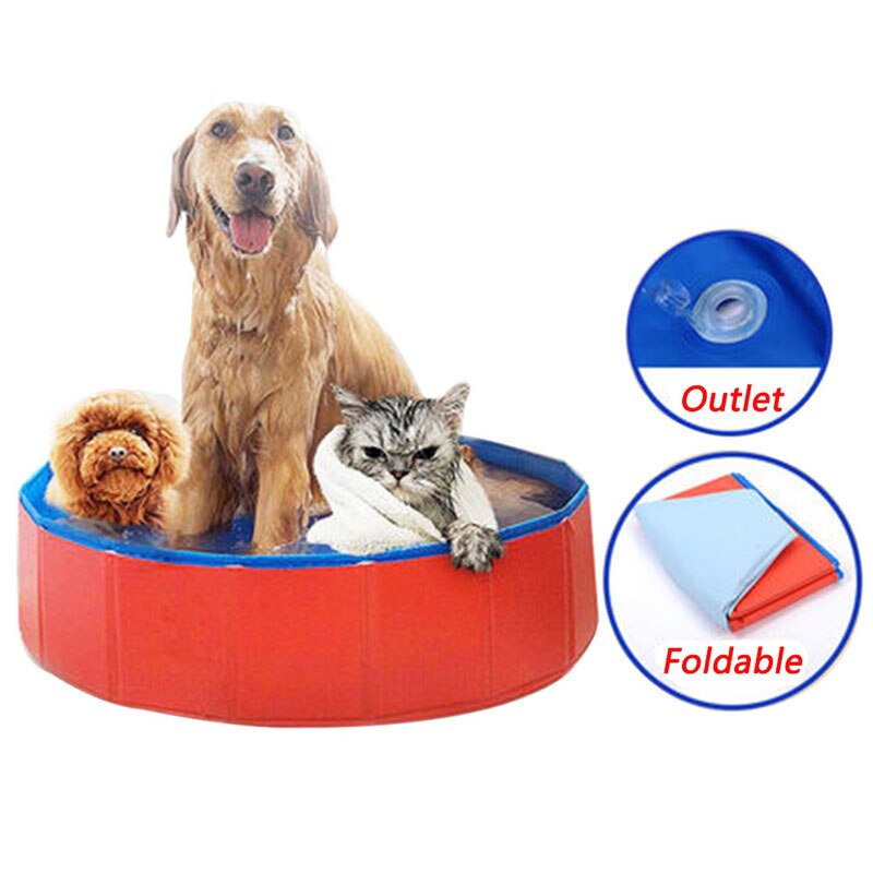Folding Pet Grooming Bath Pool Large Bathtub Dog Wash Pool Swimming Pool Red PVC Composite Cloth Pet Products