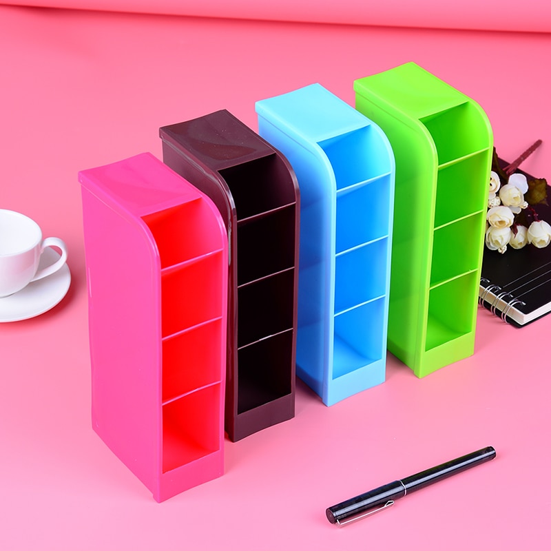 1Pcs 4 Compartment Desktop Storage Box Plastic Organizer Cosmetic Makeup Desk Holder