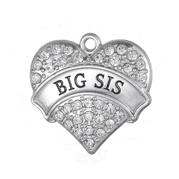 Mein form Großen Herzen Big Sis Nahen Sis Wenig Sis Baby Sis Mom Nana Schwester Kristall Strass Anhänger Charms 5 stücke: Big Sis