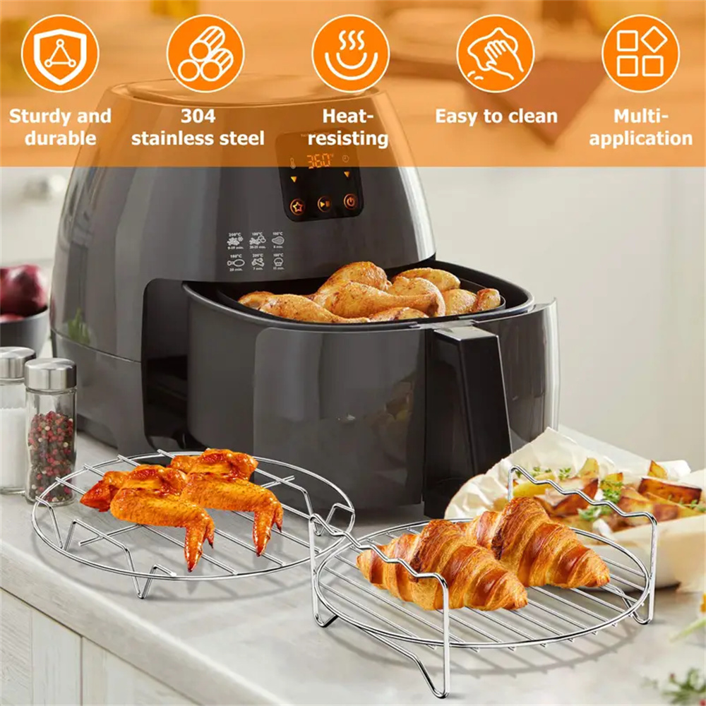 Luchtfriteuse Roestvrijstalen rek Lade en stomende rekken Luchtfriteuse Gereedschap Bakpan BBQ Gril Bakken Fornuis Accessoires Kookgerei