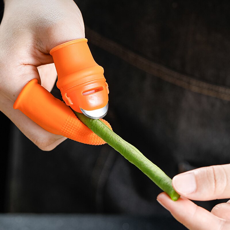 Silikon Finger Schutz mit Klinge für Obst Gemüse Daumen Messer Finger Schutz Küche Spielereien mit 5 Silikon Fingerlinge