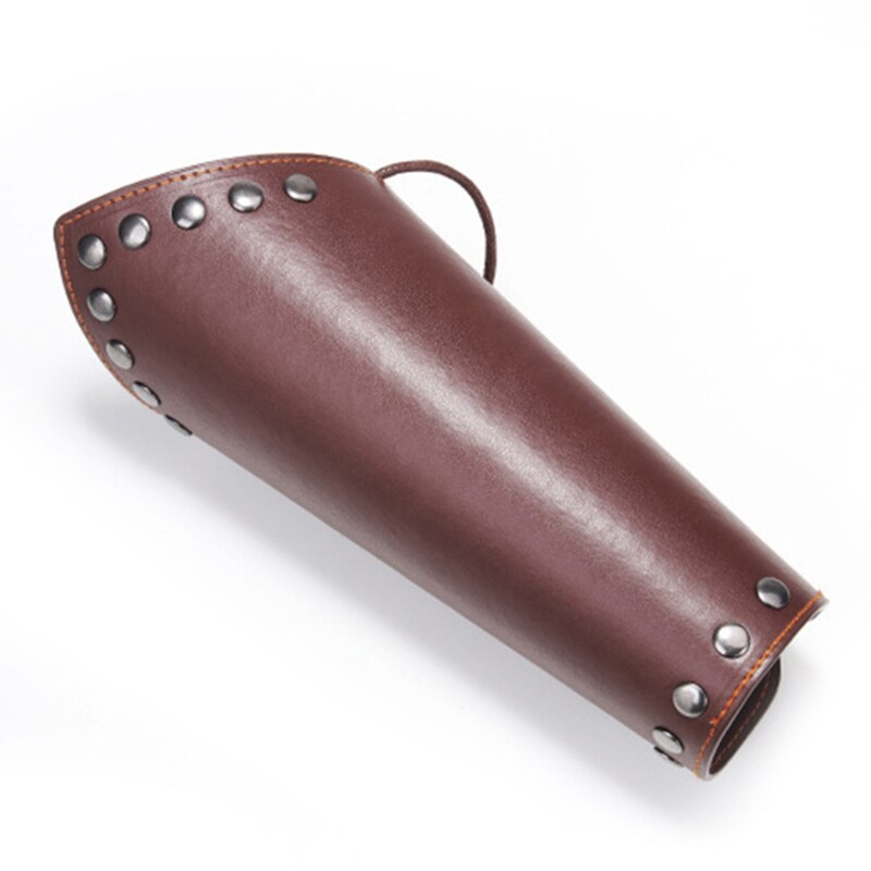 Medieval Cosplay PU Leather Armor Arm Warmer Lace-Up Men Viking Pirate Knight Gauntlet Wristband Bracer Steampunk Accessory: Dark Khaki