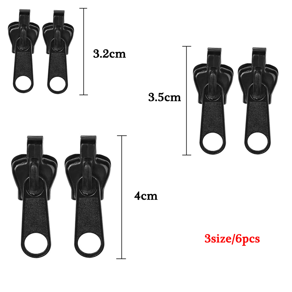 6Pcs/set Fix Zipper Replacement Zip Slider Teeth for Jackets Tents Zipper Repair Tool Tailor Garment Sewing Accessories 3 Sizes