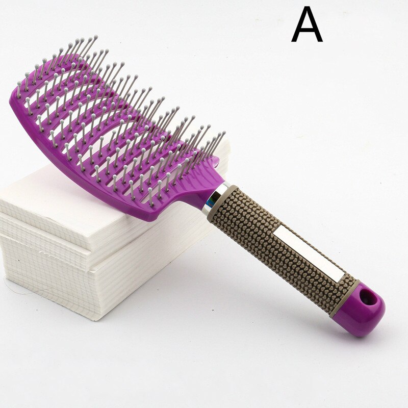 Brosse à cheveux professionnelle en poils et Nylon, peigne de Massage du cuir chevelu, pour cheveux mouillés