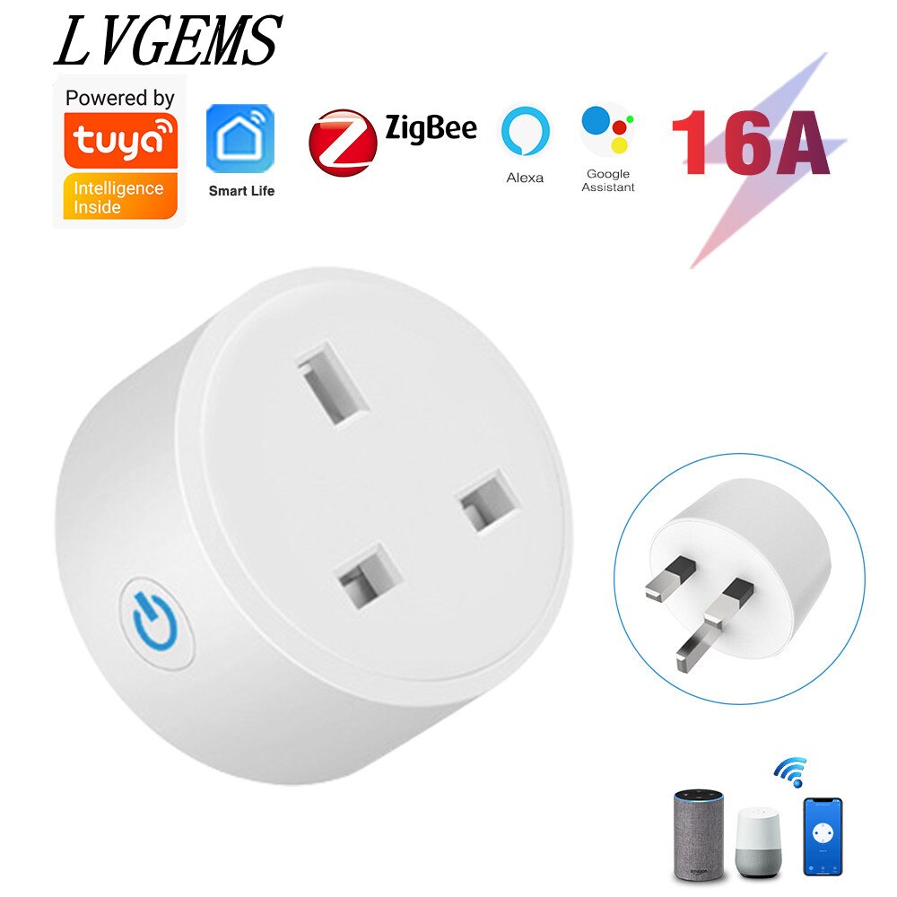 Tuya ZigBee Smart Plug Socket UK Plug Power Monitor Works With Alexa Google Home