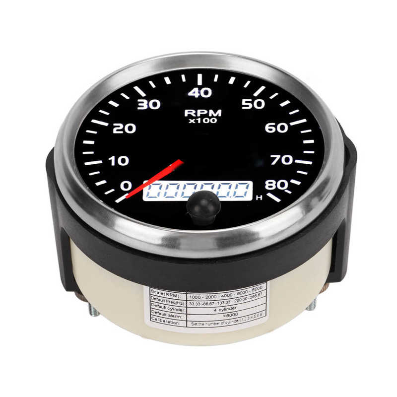 Tacho Meter 85mm/3.35in Pointer Tachometer 9‑32V for Gasoline Engine for Truck Boat