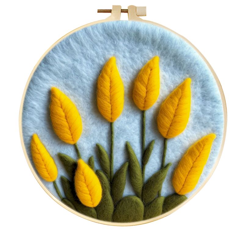 GATYZTORY Wollfilz-Gemälde, DIY-Wollstickerei-einstellen, kreative Blumenlandschaft, Wolle, Nadelfilz, Bild-einstellen, Basteln, Gemälde,: Dunkelgrau