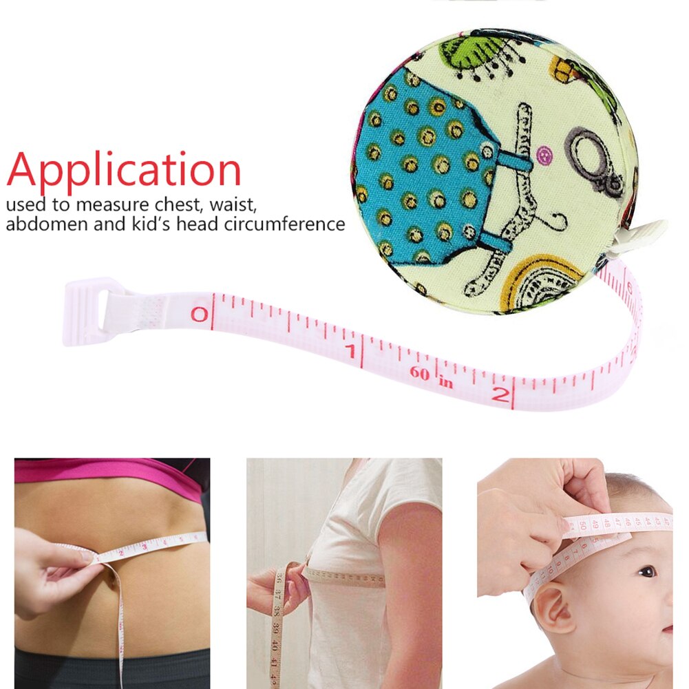 150cm/60in Retractable Portable Accurate Body Fitness Ruler Print RFID Blocking Measuring Sewing Tape Measure