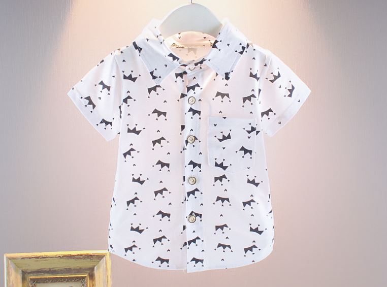 Camicie per camicette da bambino estive camicie Casual a maniche corte stelle stampate in cotone top per bambini vestiti per bambini: WHITE / 18m