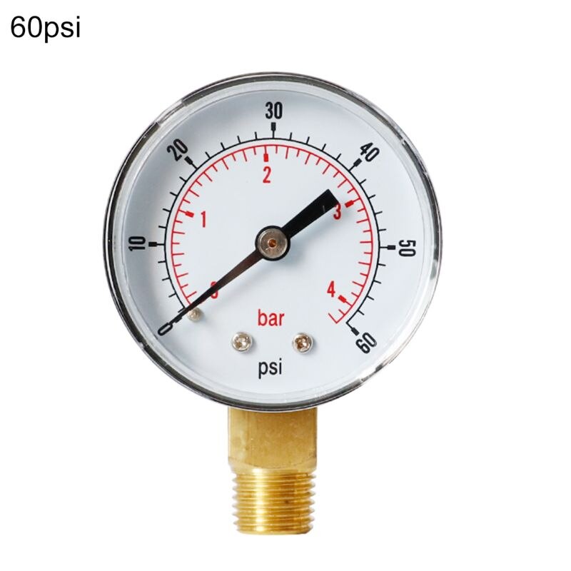 Trykkmåler 52mm 1/4 "bspt vertikal 15,30,60,100,150,300 psi & bar bunnfeste: Gul
