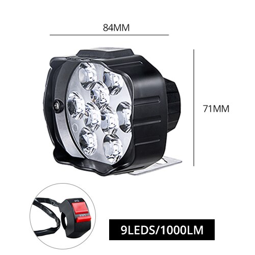 VooVoo, accesorios Led para vehículo, para motocicleta eléctrica, faro delantero para coche, Lámpara de trabajo, 6500K, accesorios eléctricos para bicicleta todoterreno: 9 LED switch