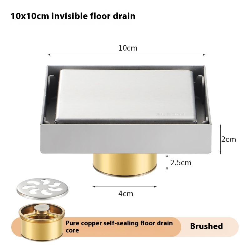 Siphon de sol invisible en acier inoxydable 304, drainage GNE, anti-odeur, noir, carré, salle de bain, toilette, salle de douche: Rouge