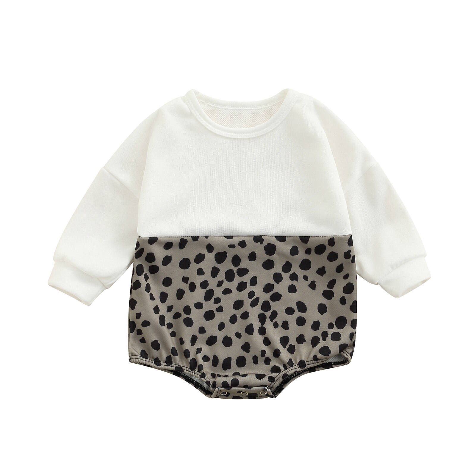 Citgeett Herfst Baby Baby Meisjes Jongens Toevallige Lange Mouw Bodysuit Leopard Stiksels Driehoek Jumpsuits Lente Kleding: B / 18m