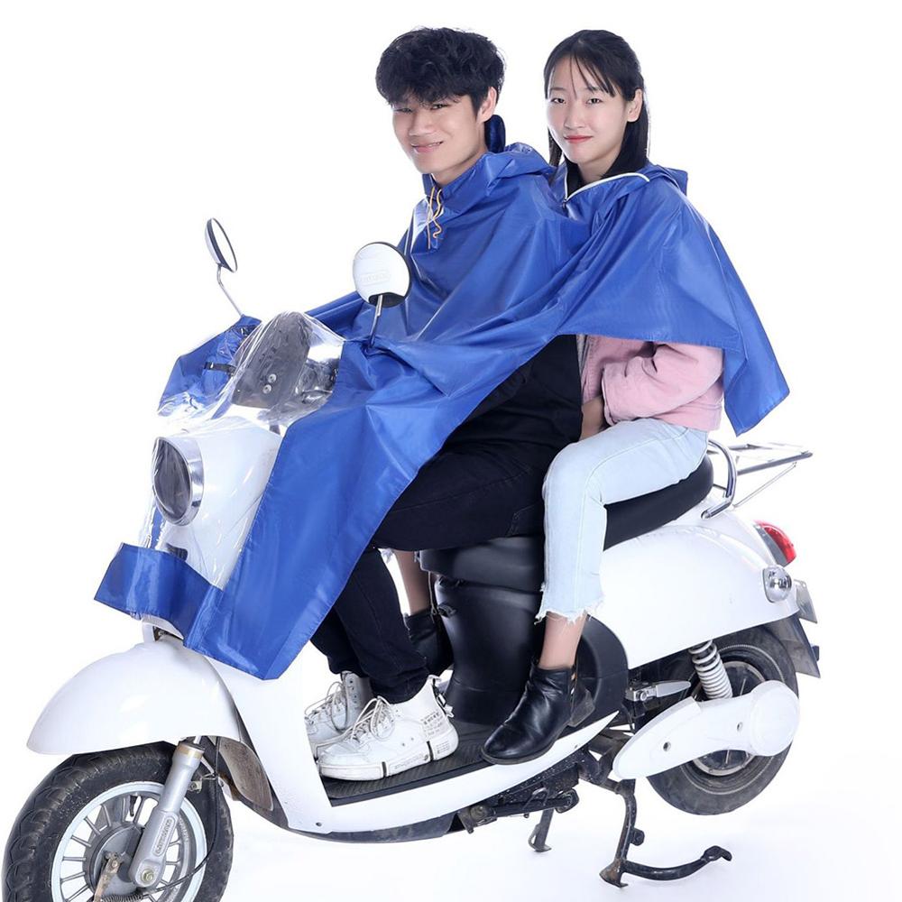 Elektrische Fiets Regenjas Fiets Waterdichte Kap Poncho Regenkleding Hooded Voor Motorfiets Fiets Mannen Vrouwen Regenhoes: Double Blue