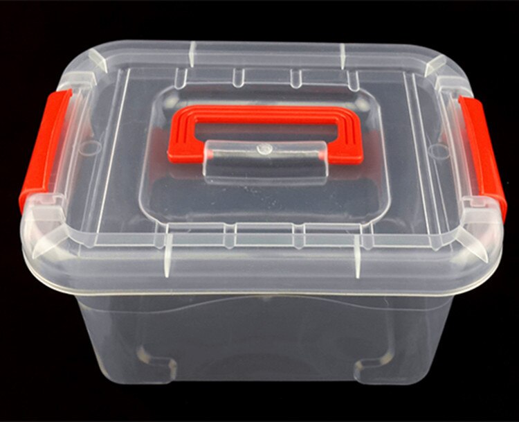 1PC 3 Size Plastic Storage Box Portable Storage Finishing Box Transparent Plastic Boxes Large Tools Boxes with Handle JF 0670