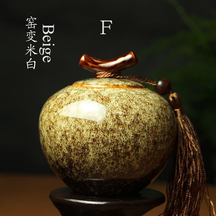 Ceramic tea pot, Jun kiln, sealed storage tank, exquisite Mini tea caddy, pottery tea jar, special food tank: F