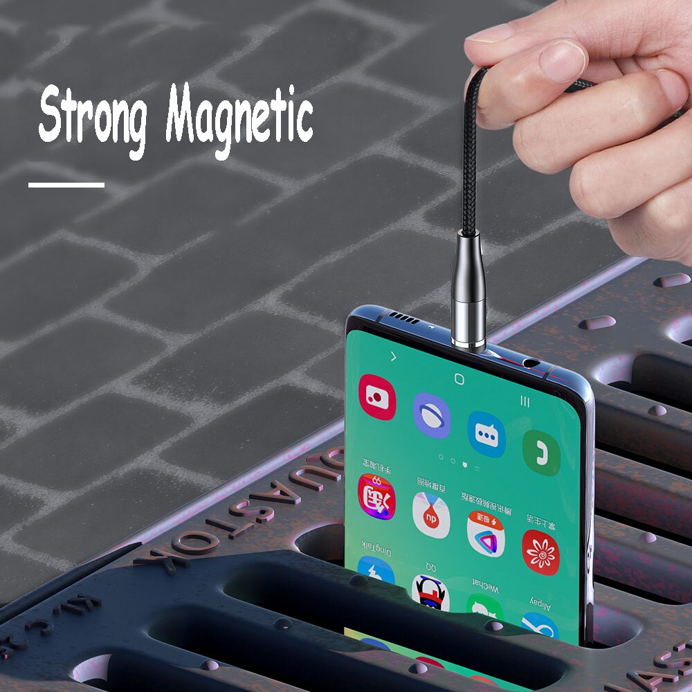 5A ultra-fast charging data cable 360°blind magnetic circular magnetic one-line three-head charging cable