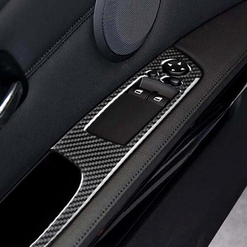 Pegatinas de marco de Control de elevador de ventana de fibra de carbono, decoración de interruptor de ventana, cubierta de Panel de reposabrazos para BMW M3 E93 2005