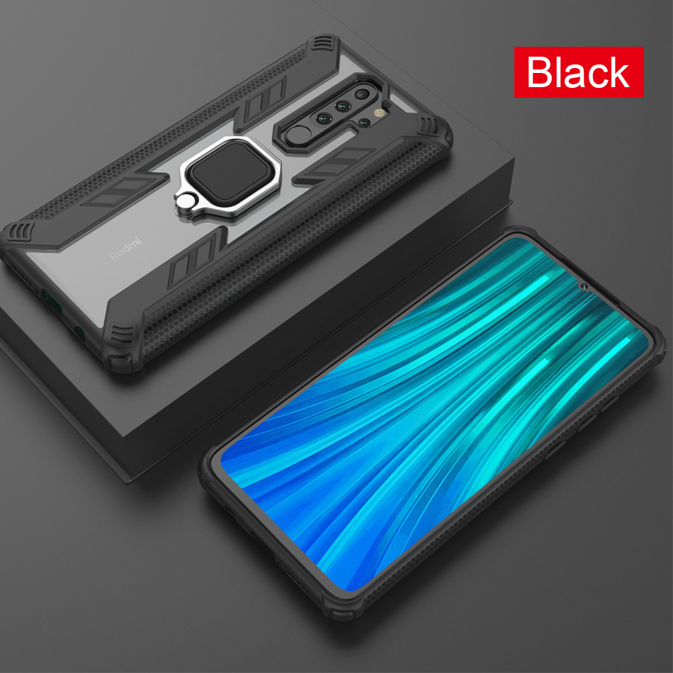 Luxe Armor Zachte Siliconen Metalen Ring Houder Case Voor Xiaomi Redmi Note 8T 7 8 Pro K20 Pro Shockproof bumper Case Cover: For Redmi Note 7 / black