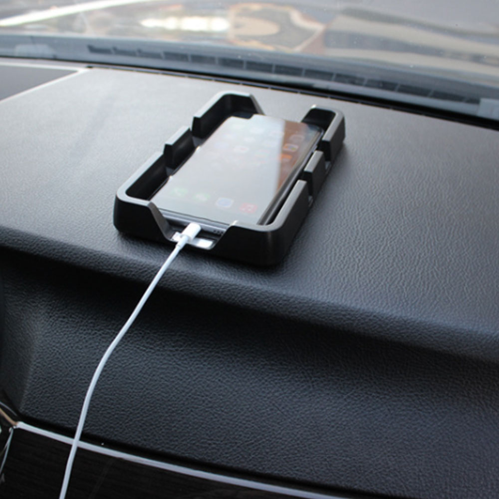 Bil mobiltelefon anti-slip pad imiteret læder mønster handskerum bil navigation beslag bakke