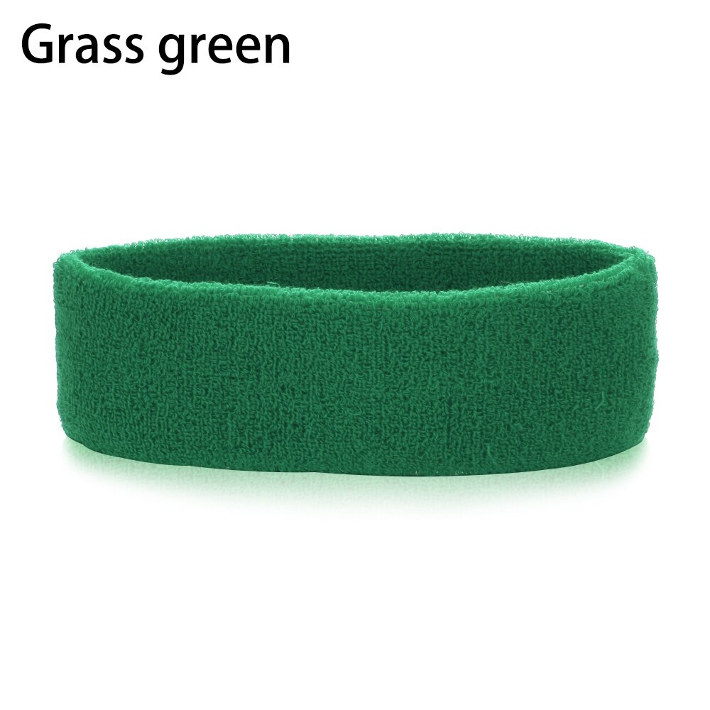 1PC Multicolor Cotton Unisex Sweatband Elastic Athletic Hair Bands Terry Cloth Moisture Wicking Working Outside Sports Accessory: Grass green