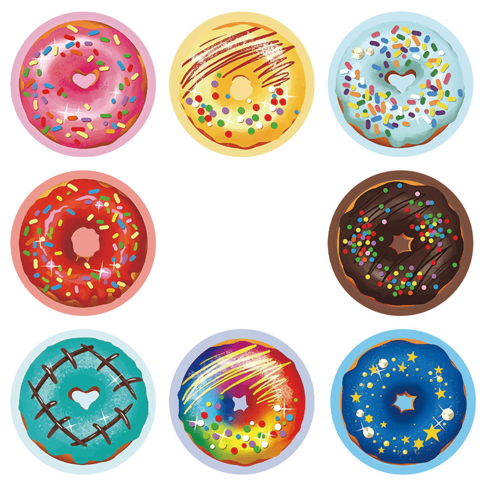 1.5 tum bröd färg donut tårta hus bakning klistermärke etikett dekoration bröllopsfest barn födelsedag försegling klistermärke: C 25mm 100 st