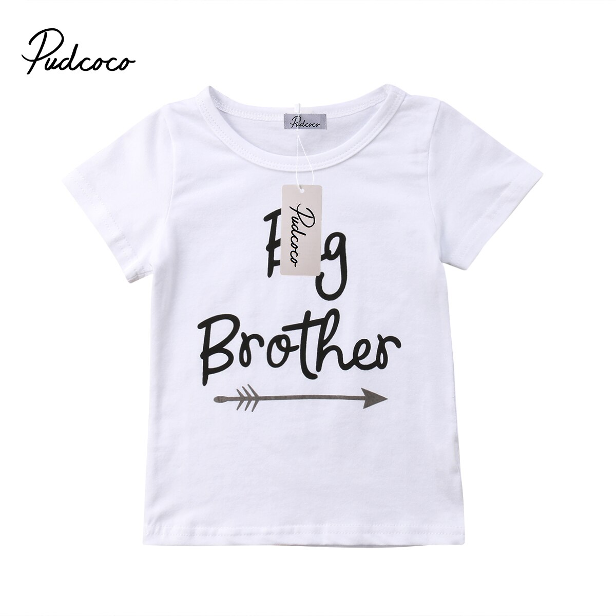 Family Match Little Sister White Romper Big Brother T-Shirt Toddler Short Sleeve Lovely Letter Matching Clothes