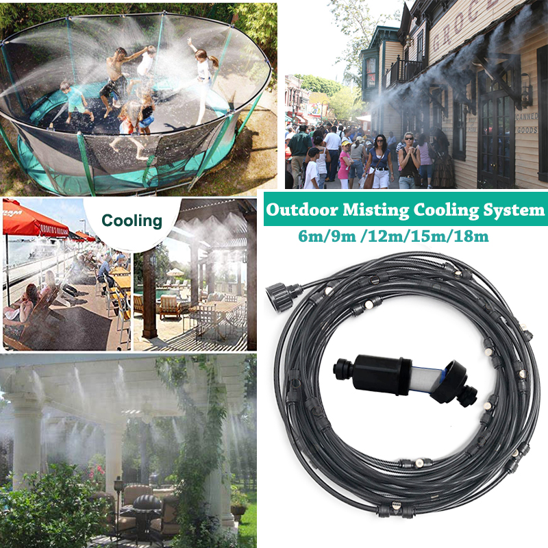 HEMAN Atomized Misting Cooling System Kit Fog System Outdoor Courtyard Garden Spray Quick Connect Nozzle Irrigation 6-18M