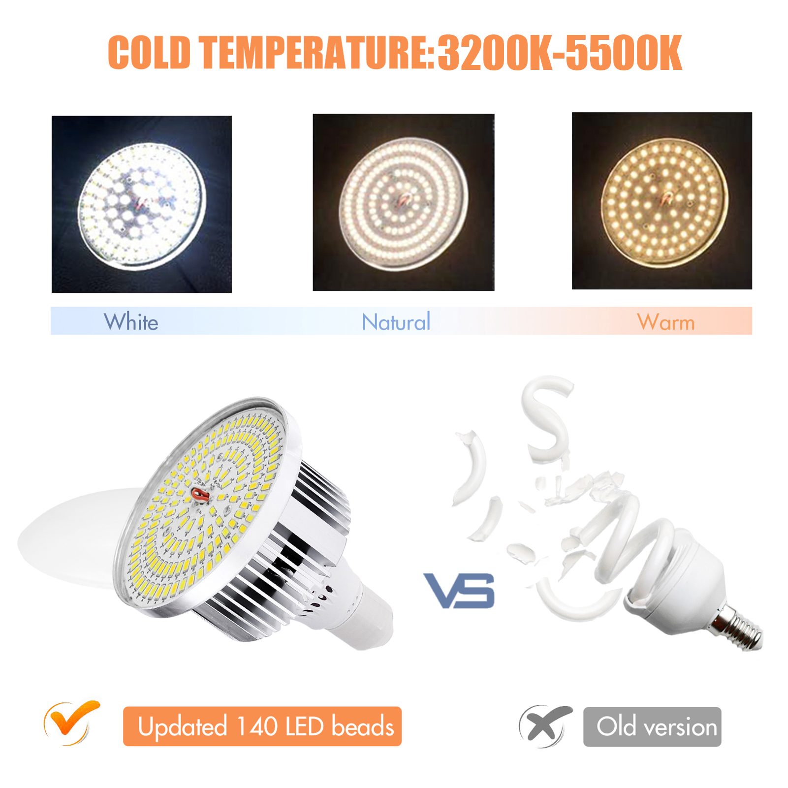 Bombilla LED de 85W, bombilla de 3200K-5500K, ahorro de energía, brillo ajustable, montaje E27 con Control remoto para estudio de fotografía