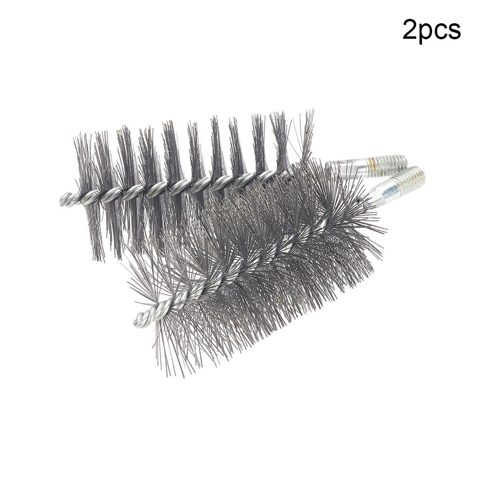 2pcs/5pcs 12mm Thread Wire Brush Metal Handle 18~80mm Brush Working Diameter Steel Wire Pipe Tube Cleaning Chimney Brush Kit: 65mm x2pcs