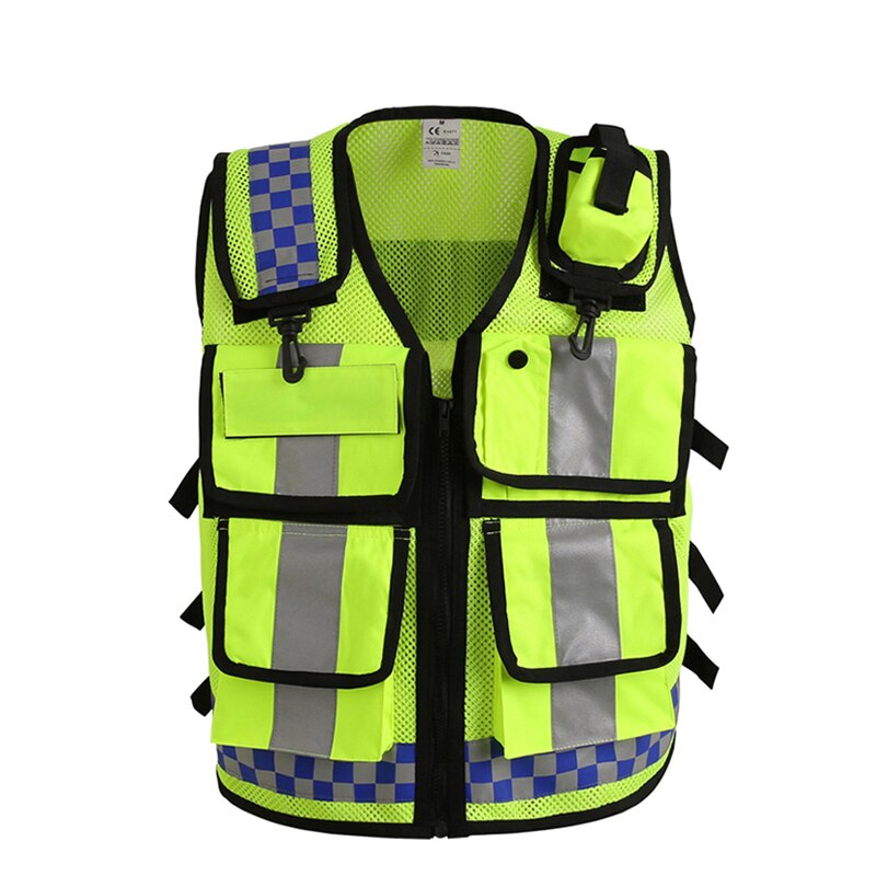 Motorcycle reflective racing vest police man moto safe warning jackets motorcycle hong kong style green police pocket jacket