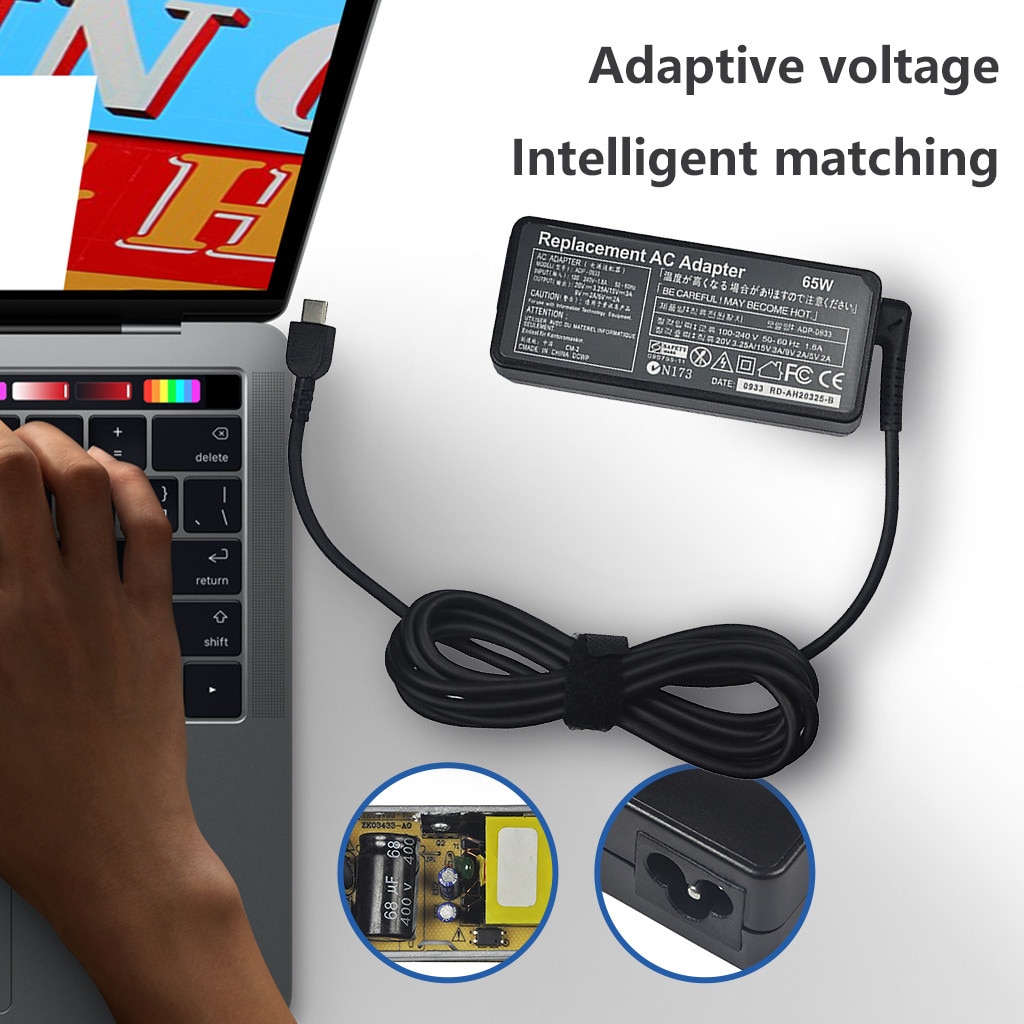 Zwart Nieuw Type-C Ac Adapter Oplader Voeding Voor Lenovo Laptop Notebook USB-C 65W Voor Lenovo Thinkpad voor IBM-YOGA 5 #98
