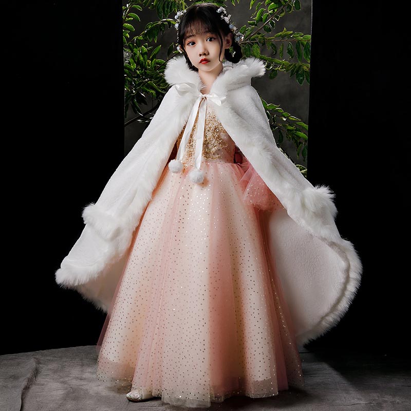 3-12T Kinderen Prinses Dikker Pluche Wraps Sjaal Bloem Meisjes Bolero Winter Warme Cape Schouderophalen Cape Bruiloft Verjaardag party Jacket
