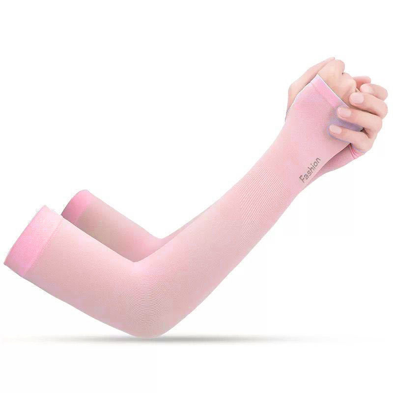 Summer Ice Silk Long Sleeves Anti-Sunburn Arm Cover Men Women Cuff Cool Hand Sleeves Anti-UV Cycling Arm Sleeve Fingerless: SKY BLUE