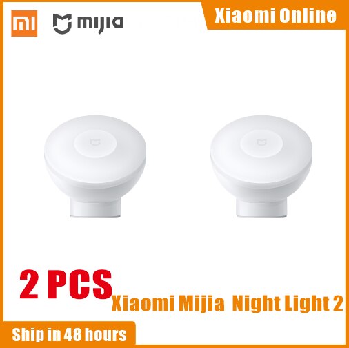 2020New Xiaomi Mijia MJYD02YL Night Light 2 Generation Adjustable Brightness Infrared Smart Human Body Sensor With Magnetic Base: 2 pcs