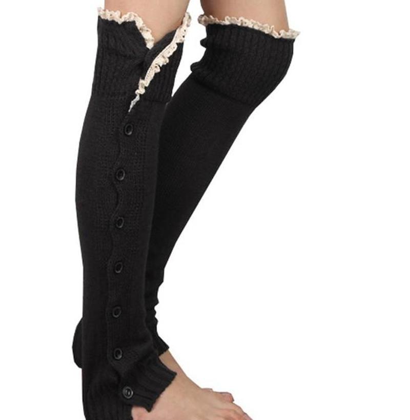 Dentelle bouton bas jambe plus Ballet danse échauffement tricoté butin guêtres bottes manchettes Stockin chaussettes bottes couvre jambe Protection orthèse