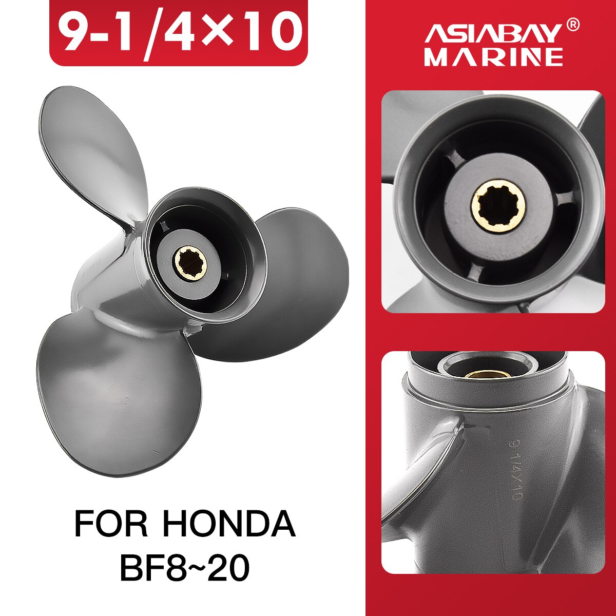 Buitenboordmotor Propeller Voor Honda 8hp 9.9hp 10hp 15hp 20hp 9 1/4*10 Boot Motor Aluminium Schroef 3 Blade Scheepsmotor Onderdelen