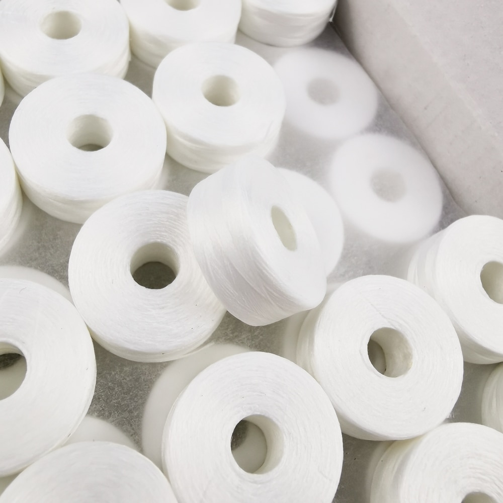 Sanbest Sideless Polyester Prewound Bobbins Threads Without Core 150D/1 Size L Sewing Machine Coreless Overlock Bobbin Thread