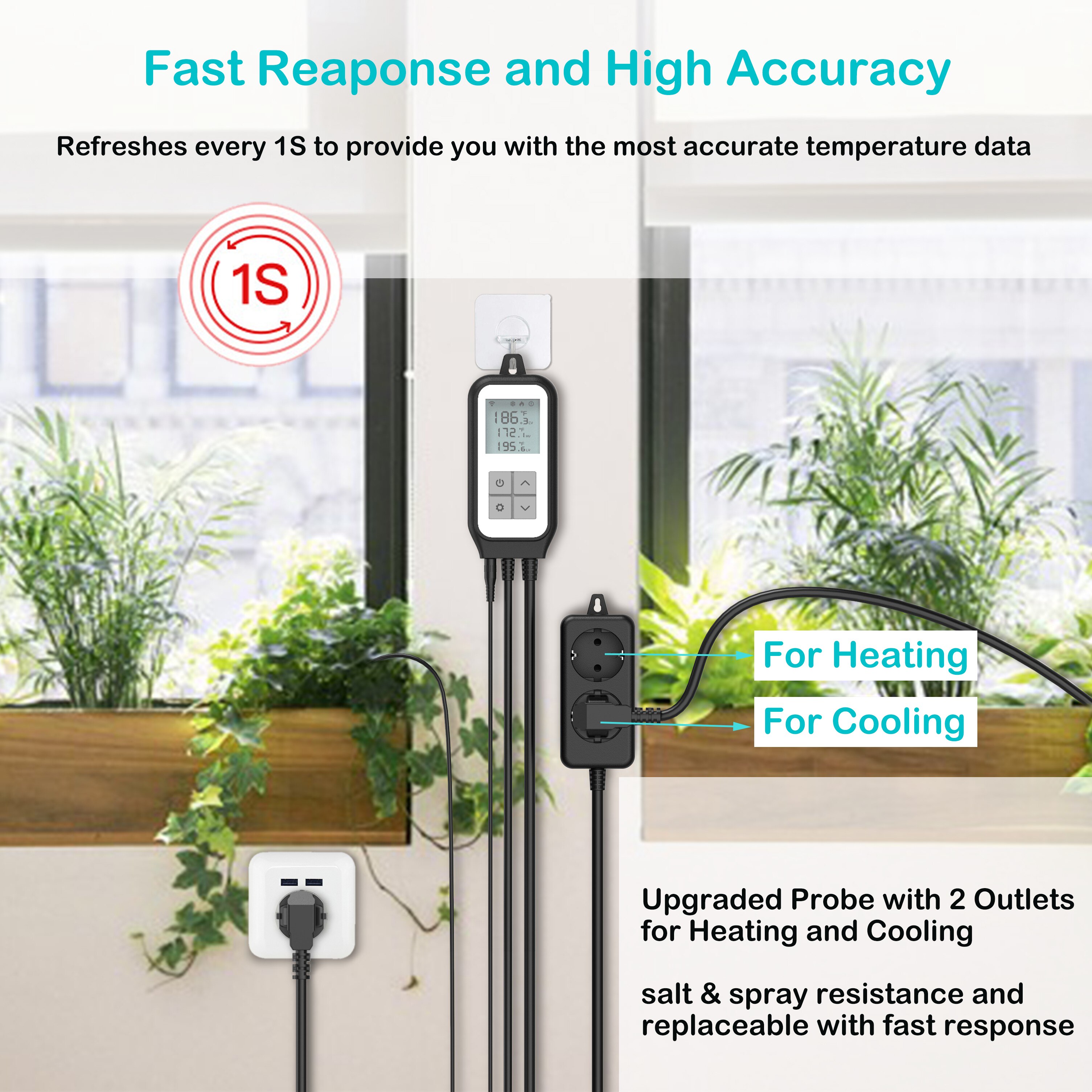Tuya Smart Heating and Cooling Dual Relay Temperature Controller For Carboy Fermenter Greenhouse Terrarium Temp Control