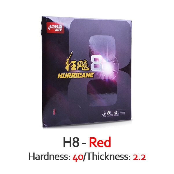 Dhs Hurricane 8 Tafeltennis Rubber Dhs Hurricane-8/H8 Pips-In Originele Dhs Ping Pong Spons: Red H40 T2.2