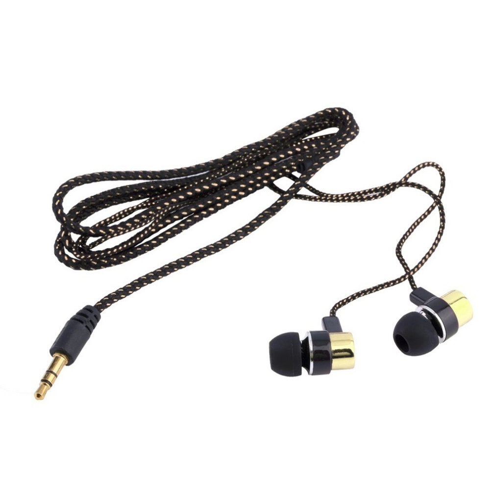 Oortelefoon Gevlochten Bedrading Super Bass In Ear Music Oortelefoon Hifi Stereo Oordopjes Geluidsisolerende Sport Koptelefoon Met Microfoon: golden