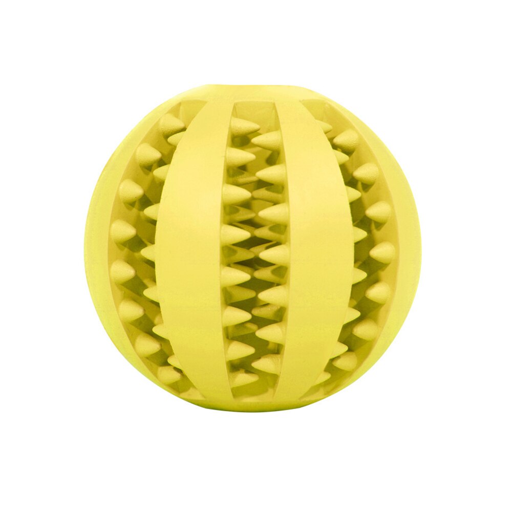 Bolas de goma interactivas para perros pequeños y grandes, juguetes para masticar, limpieza de dientes de mascotas, Bola de comida Indestructible: Yellow / L-7cm